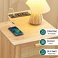 Quimoo Rattan Nightstands Set of 2, Night Stands with Charging Station & LED Light, Bed Side Table with PE Rattan Decor Drawer for Bedroom, Living Room, Natural…