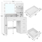 Quimoo Makeup Vanity Desk with Mirror & Lights, Vanity Desk with 5 Drawers & Storage Shelves, Vanity Table, 3 Color Modes & Adjustable Brightness Dressing Table, Bedroom, White