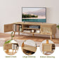 Quimoo Boho TV Stand for 65 inch TV, Entertainment Center with 2 Storage Cabinets and Open Shelf, Rattan TV Stand TV Console Table for Living Room,Natural